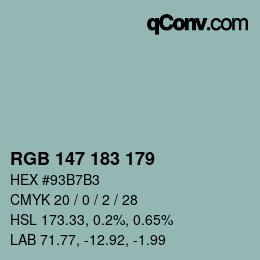 Color code: RGB 147 183 179 | qconv.com
