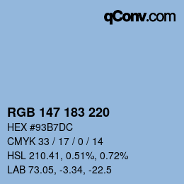 Código de color: RGB 147 183 220 | qconv.com