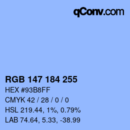 Color code: RGB 147 184 255 | qconv.com