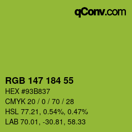 カラーコード: RGB 147 184 55 | qconv.com