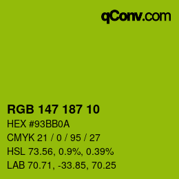 Color code: RGB 147 187 10 | qconv.com