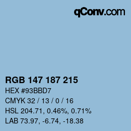 Color code: RGB 147 187 215 | qconv.com