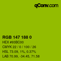 Color code: RGB 147 188 0 | qconv.com