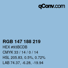 Color code: RGB 147 188 219 | qconv.com