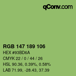 カラーコード: RGB 147 189 106 | qconv.com