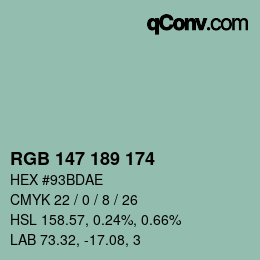 Farbcode: RGB 147 189 174 | qconv.com