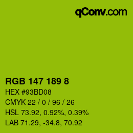 Color code: RGB 147 189 8 | qconv.com