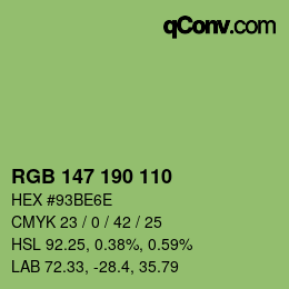 カラーコード: RGB 147 190 110 | qconv.com