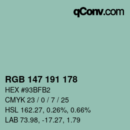 Color code: RGB 147 191 178 | qconv.com