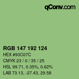 Color code: RGB 147 192 124 | qconv.com