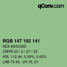 Color code: RGB 147 192 141 | qconv.com