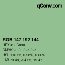 カラーコード: RGB 147 192 144 | qconv.com