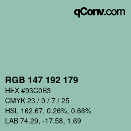 Code couleur: RGB 147 192 179 | qconv.com