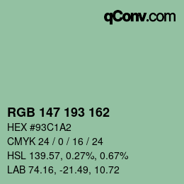 カラーコード: RGB 147 193 162 | qconv.com