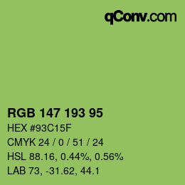 Color code: RGB 147 193 95 | qconv.com