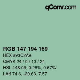Color code: RGB 147 194 169 | qconv.com