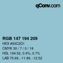 Color code: RGB 147 194 209 | qconv.com