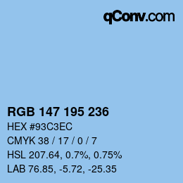 颜色代码: RGB 147 195 236 | qconv.com