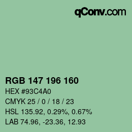 Color code: RGB 147 196 160 | qconv.com
