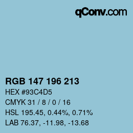 Color code: RGB 147 196 213 | qconv.com