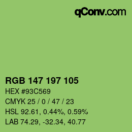 Color code: RGB 147 197 105 | qconv.com