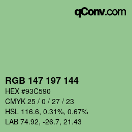 Color code: RGB 147 197 144 | qconv.com