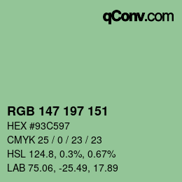 Color code: RGB 147 197 151 | qconv.com