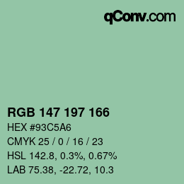 Color code: RGB 147 197 166 | qconv.com