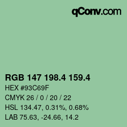 カラーコード: RGB 147 198.4 159.4 | qconv.com