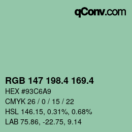 カラーコード: RGB 147 198.4 169.4 | qconv.com