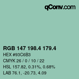 カラーコード: RGB 147 198.4 179.4 | qconv.com