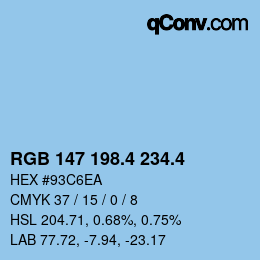カラーコード: RGB 147 198.4 234.4 | qconv.com