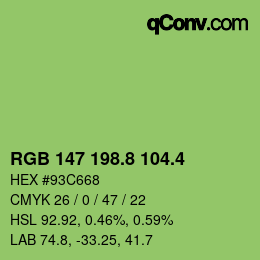 カラーコード: RGB 147 198.8 104.4 | qconv.com