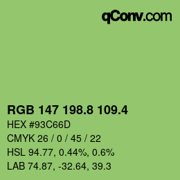 カラーコード: RGB 147 198.8 109.4 | qconv.com