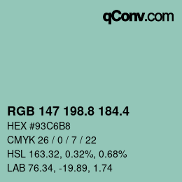 カラーコード: RGB 147 198.8 184.4 | qconv.com