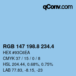 カラーコード: RGB 147 198.8 234.4 | qconv.com