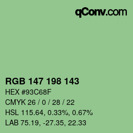 Color code: RGB 147 198 143 | qconv.com