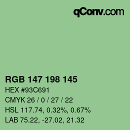 カラーコード: RGB 147 198 145 | qconv.com