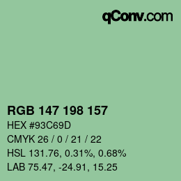 Color code: RGB 147 198 157 | qconv.com