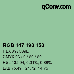 カラーコード: RGB 147 198 158 | qconv.com