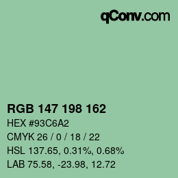 Color code: RGB 147 198 162 | qconv.com