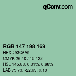 Color code: RGB 147 198 169 | qconv.com