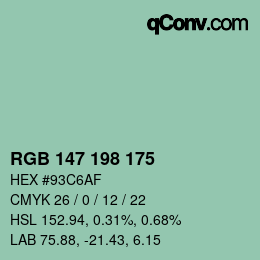 Color code: RGB 147 198 175 | qconv.com