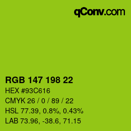 カラーコード: RGB 147 198 22 | qconv.com