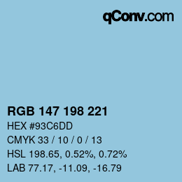 Color code: RGB 147 198 221 | qconv.com