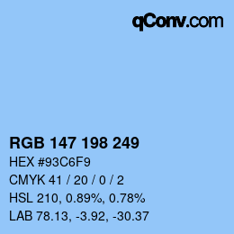 Color code: RGB 147 198 249 | qconv.com