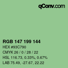 Color code: RGB 147 199 144 | qconv.com