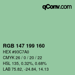 Color code: RGB 147 199 160 | qconv.com