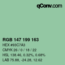 Color code: RGB 147 199 163 | qconv.com