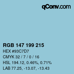Color code: RGB 147 199 215 | qconv.com